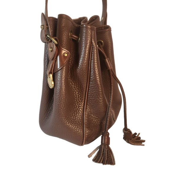 Dooney & Bourke Vintage Brown Leather Drawstring Shoulder Crossbody Bag EUC - Picture 6 of 15